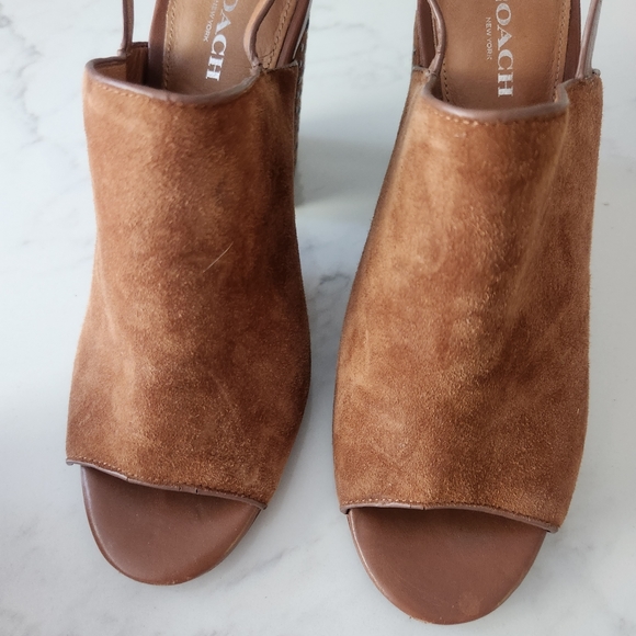 Coach Drew Brown Suede Studded Heels 7.5B - Picture 11 of 16